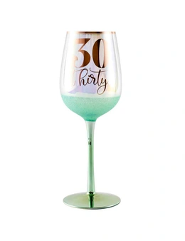 Glitterati 30th Stemmed Birthday/Celebration Drinking Wine Glass Green 430ml