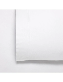 Bianca Fletcher 170gsm Cotton Twill Flannelette w/ Pillowcase White Double Bed