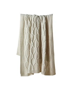Bianca Johnson Throw Rug 130x160cm Home Bedding Sofa Soft Warm Blanket Cream