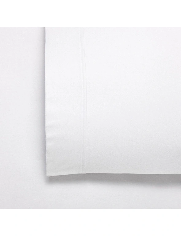 Bianca Fletcher 170gsm Cotton Twill Flannelette Sheet/Pillowcase White King Bed, hi-res image number null