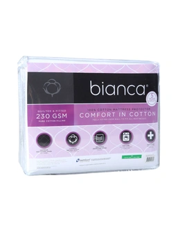Bianca Comfort In Cotton Quilted Mattress Protector 230gsm WHT Long Single Bed