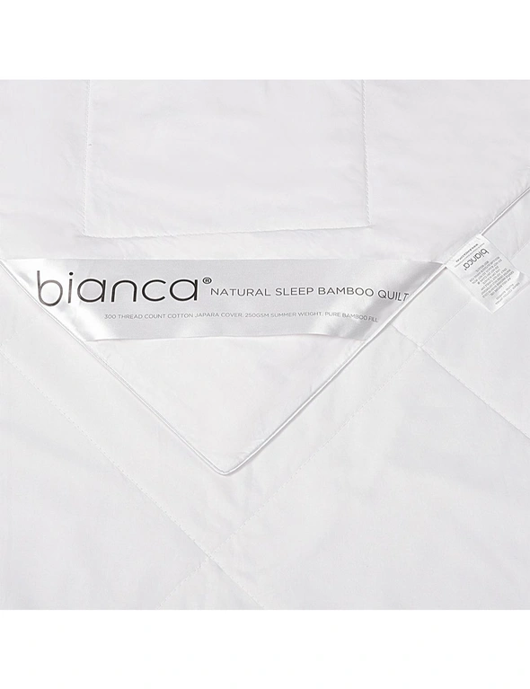 Bianca Natural Sleep Bamboo Quilt 250gsm Doona Bedding White Super King Bed, hi-res image number null