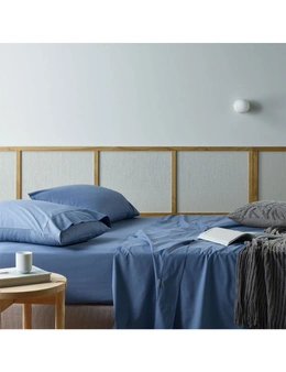 Bianca Natural Sleep Recycled Cotton/Bamboo Sheet/Pillowcase Blue Split King Bed