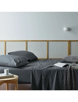 Bianca Natural Sleep Recycled Cotton/Bamboo Sheet Set Charcoal Split King Bed