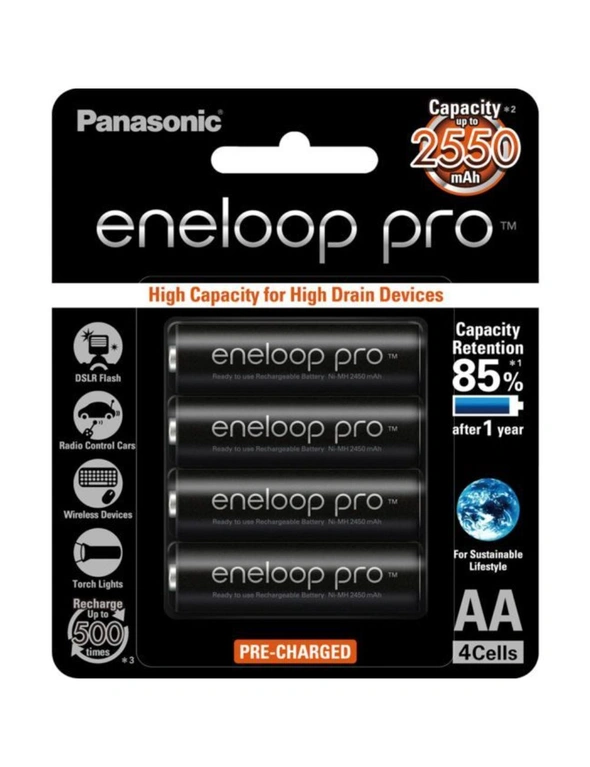 Panasonic 4Pk Aa Eneloop Pro Batteries, hi-res image number null
