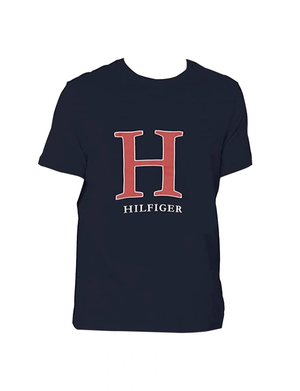 Tommy Hilfiger Men's Size L Sleep/Loungewear Pyjama Cotton Graphic/T-Shirt Navy, hi-res image number null