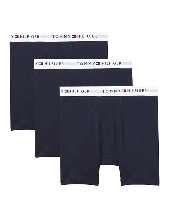 3PK Tommy Hilfiger Men's XL Size Cotton Classic Boxer Briefs Underwear Navy Blue, hi-res image number null