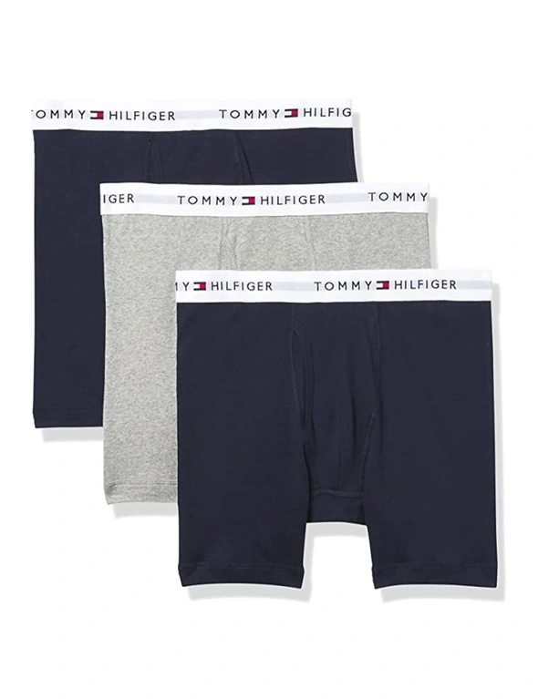 3PK Tommy Hilfiger Men's L Size Cotton Classic Trunk Underwear Multi Navy/Grey, hi-res image number null