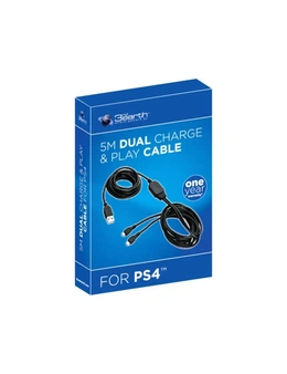 3rd Earth Dual Charge & Play Cable For Sony PlayStation 4 PS4 Micro USB 5m Black