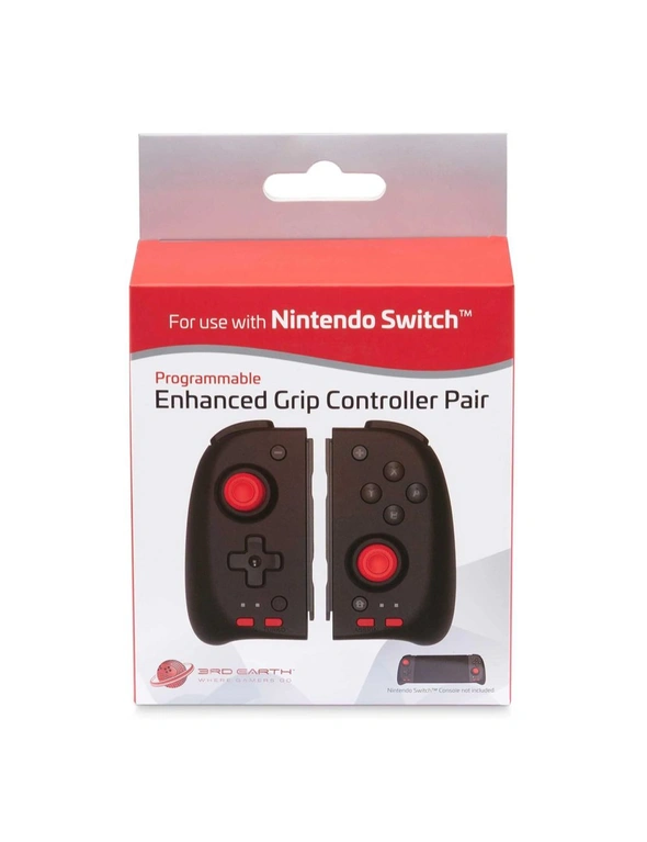 3rd Earth Programmable Enhanced Grip Controller Pair For Nintendo Switch Black, hi-res image number null