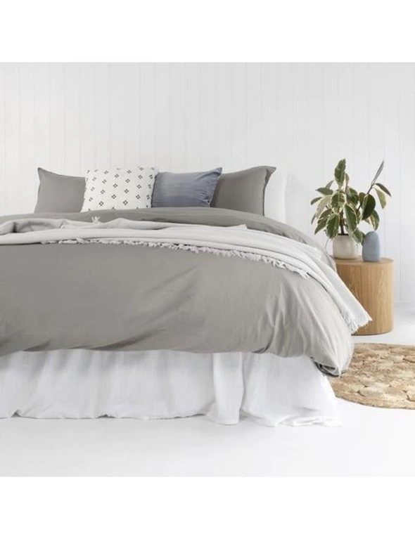 Bambury Temple Double Bed Quilt Cover/Pillowcase Set Washed Organic Cotton Grey, hi-res image number null