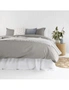 Bambury Temple Double Bed Quilt Cover/Pillowcase Set Washed Organic Cotton Grey, hi-res