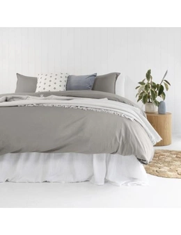 Bambury Temple Double Bed Quilt Cover/Pillowcase Set Washed Organic Cotton Grey