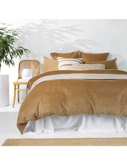 Bambury Sloane Queen Bed Quilt Cover/Pillowcase Cotton Corduroy Set Butterscotch