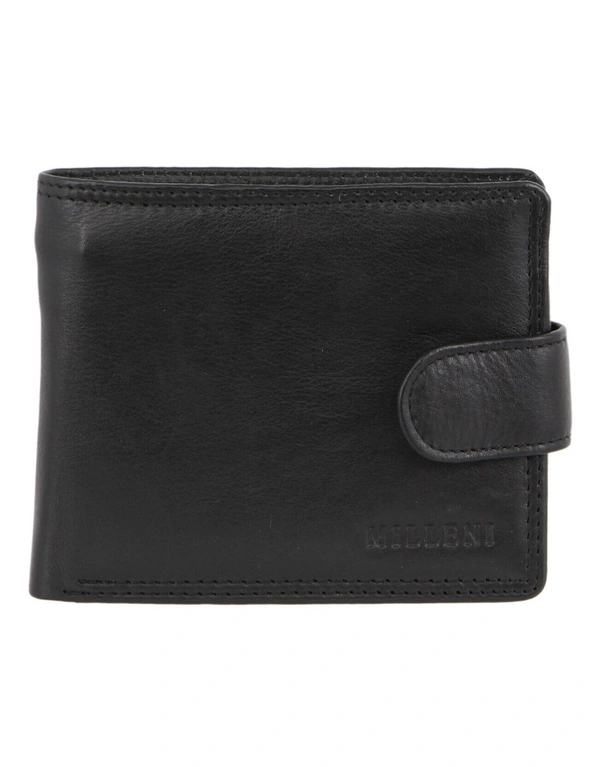 Milleni Mens Leather Tab Wallet Black, hi-res image number null