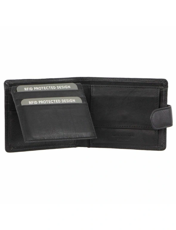 Milleni Mens Leather Tab Wallet Black, hi-res image number null