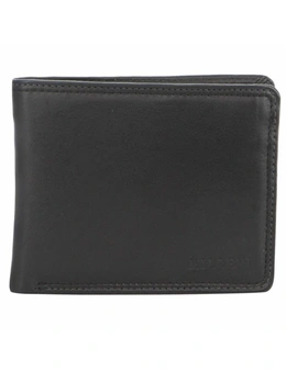 Milleni Mens Leather Tri-Fold Wallet Black