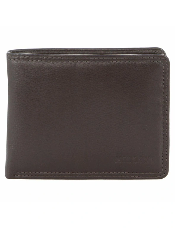 Milleni Mens Leather Tri-Fold Wallet Brown, hi-res image number null