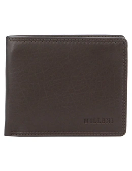 Milleni Mens Leather Flat Wallet Brown