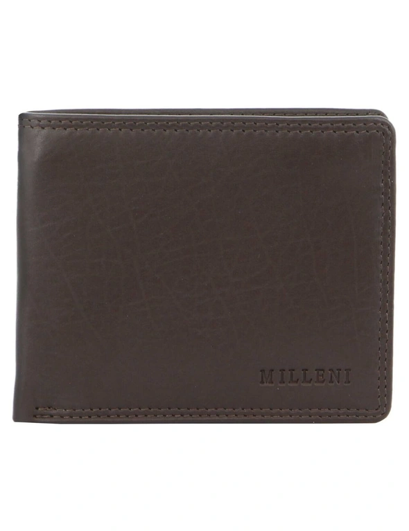 Milleni Mens Leather Flat Wallet Brown, hi-res image number null