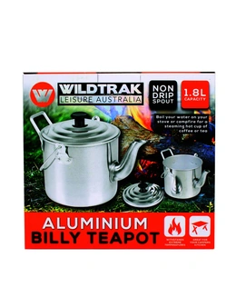 Wildtrak 1800ml Aluminium Billy Teapot Camping Water Boiler Container Silver