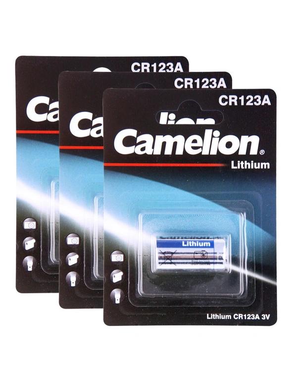 3PK Camelion Lithium 3V CR123 Single Card