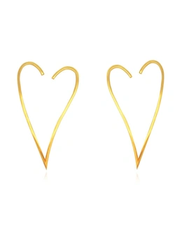 Culturesse Ayla Sculptural Love Heart Drop Earrings Jewellery 18k Gold Plating