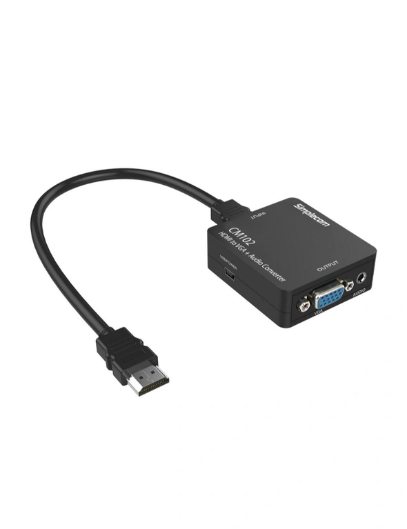 Simplecom CM102 Male HDMI to VGA/Audio 3.5mm Stereo Female Converter For Monitor, hi-res image number null