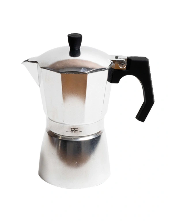 Coffee Cuture 19cm Stovetop Coffee Maker 6-Cup Moka Italian Espresso Pot Silver, hi-res image number null