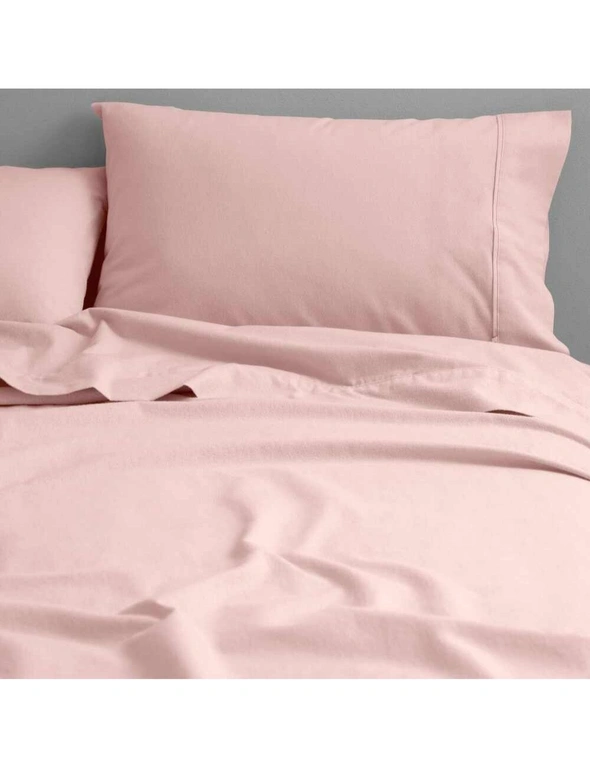 Canningvale Queen Bed Fitted Sheet Set Cozi Cotton Flannelette Bedding Blush, hi-res image number null