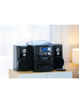 Lenoxx Hi-Fi Turntable Vinyl Player Dual Cassette and Am/Fm Radio