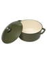 Classica 26cm/5.5L Oval Cast Iron Casserole Induction Cooking Pot Olive Green, hi-res