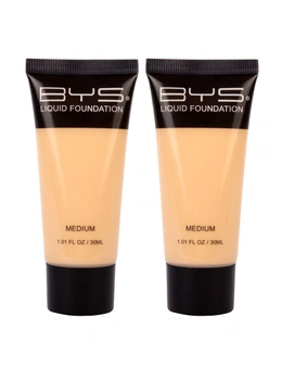 2x BYS Tube 30ml Liquid Foundation Creamy Blendable Makeup Face Cosmetics Medium