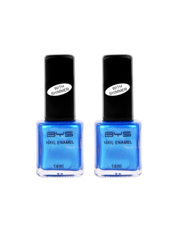 2x BYS 14ml Shimmer Blue Hawaii Nail Polish Enamel Lacquer Shimmering Colour, hi-res image number null