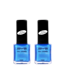 2x BYS 14ml Shimmer Blue Hawaii Nail Polish Enamel Lacquer Shimmering Colour