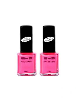 2x BYS 14ml Shimmer Tutti Frutti Nail Polish Enamel Lacquer Shimmer Colour Pink
