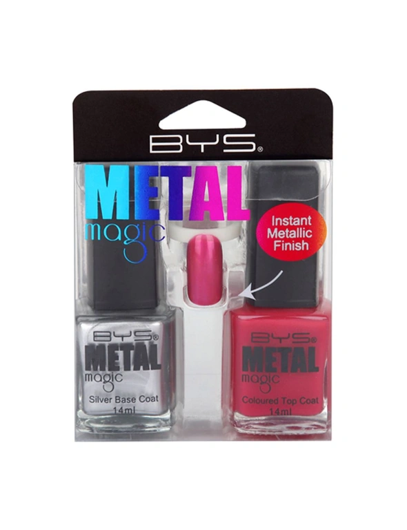 2pc BYS Metal Magic Pink Topaz Nail Polish Enamel Lacquer Metallic Quick Dry, hi-res image number null