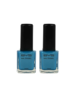 2x BYS Love Boat Nail Polish Enamel Lacquer Gloss Quick Drying Colour 14ml Blue