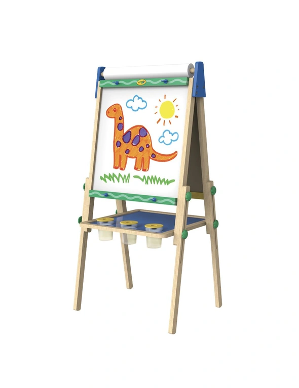 5pc Crayola 198x38cm Wooden Art Easel w/Paper Roll/Paint Pots Art Craft Kids 3y+, hi-res image number null