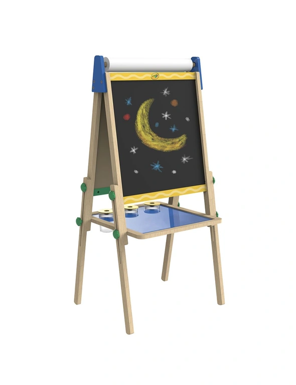 5pc Crayola 198x38cm Wooden Art Easel w/Paper Roll/Paint Pots Art Craft Kids 3y+, hi-res image number null