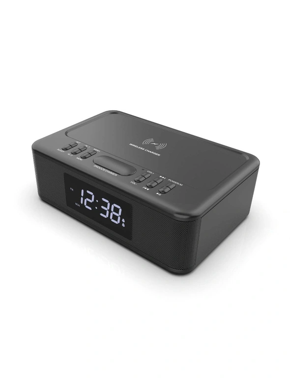 Lenoxx Wireless Charging Bluetooth Alarm Clock, hi-res image number null