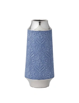 Pilbeam Living Azure Modern Display Stoneware Vase Large Blue/Silver Decor