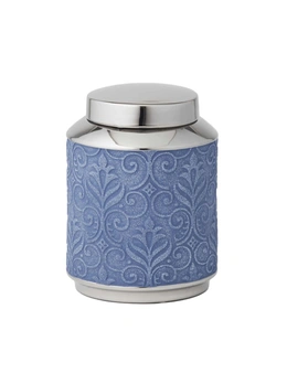 Pilbeam Living Azure Storage Display Home Decorative Jar Blue/Silver Stoneware