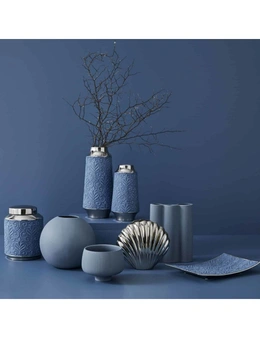 Pilbeam Living Azure Storage Display Home Decorative Jar Blue/Silver Stoneware