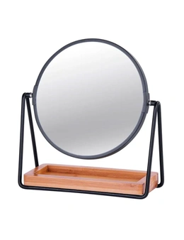 Clevinger 22cm Cosmetic Makeup Mirror Milan Metal Round w/ Bamboo Tray Stand
