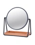 Clevinger 22cm Cosmetic Makeup Mirror Milan Metal Round w/ Bamboo Tray Stand, hi-res