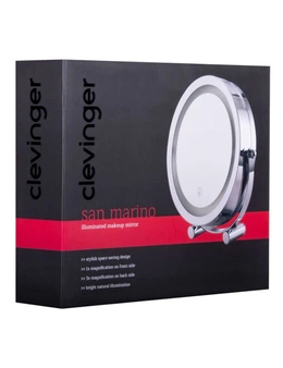 Clevinger 20cm San Marino LED Illuminated Cosmetic Makeup Mirror Magnifying SLV