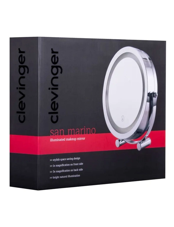 Clevinger 20cm San Marino LED Illuminated Cosmetic Makeup Mirror Magnifying SLV, hi-res image number null