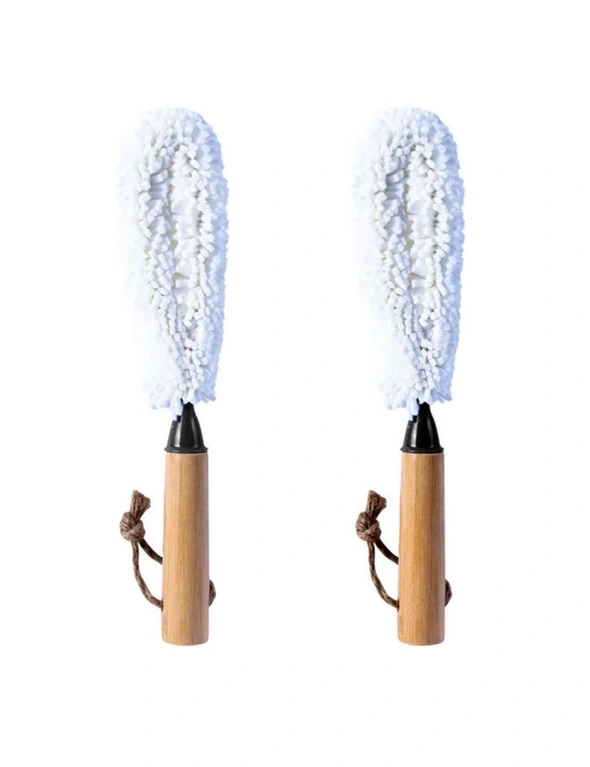 2x Clevinger 28cm Eco Bottle/Glass Cup Foam Stemware Bamboo Scrub Cleaning Brush, hi-res image number null