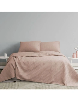 Ardor Boudoir Queen/King Bed Coverlet Set Chloe Luxe Soft Quilted Powder Pink